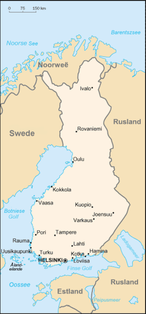 Kaart van Finland.